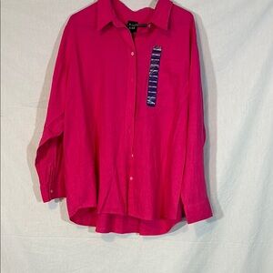 Gap Pink Linen Button Down Shirt